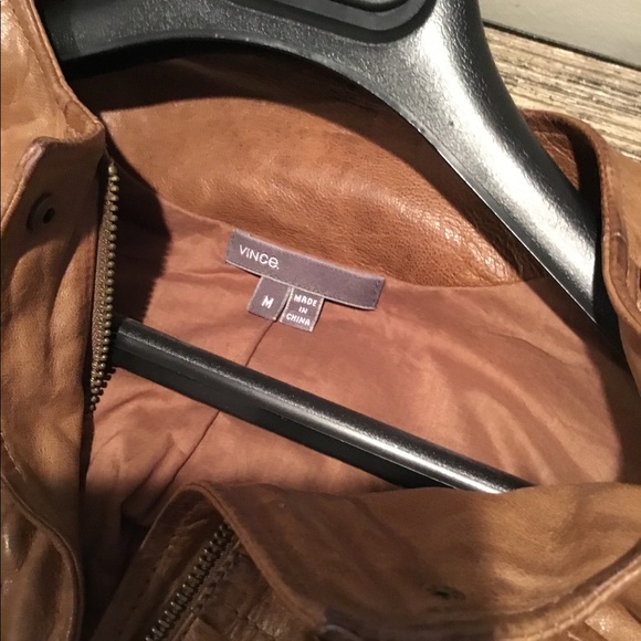 Vince Cognac Leather Jacket, Size Medium - Picture 4 of 4